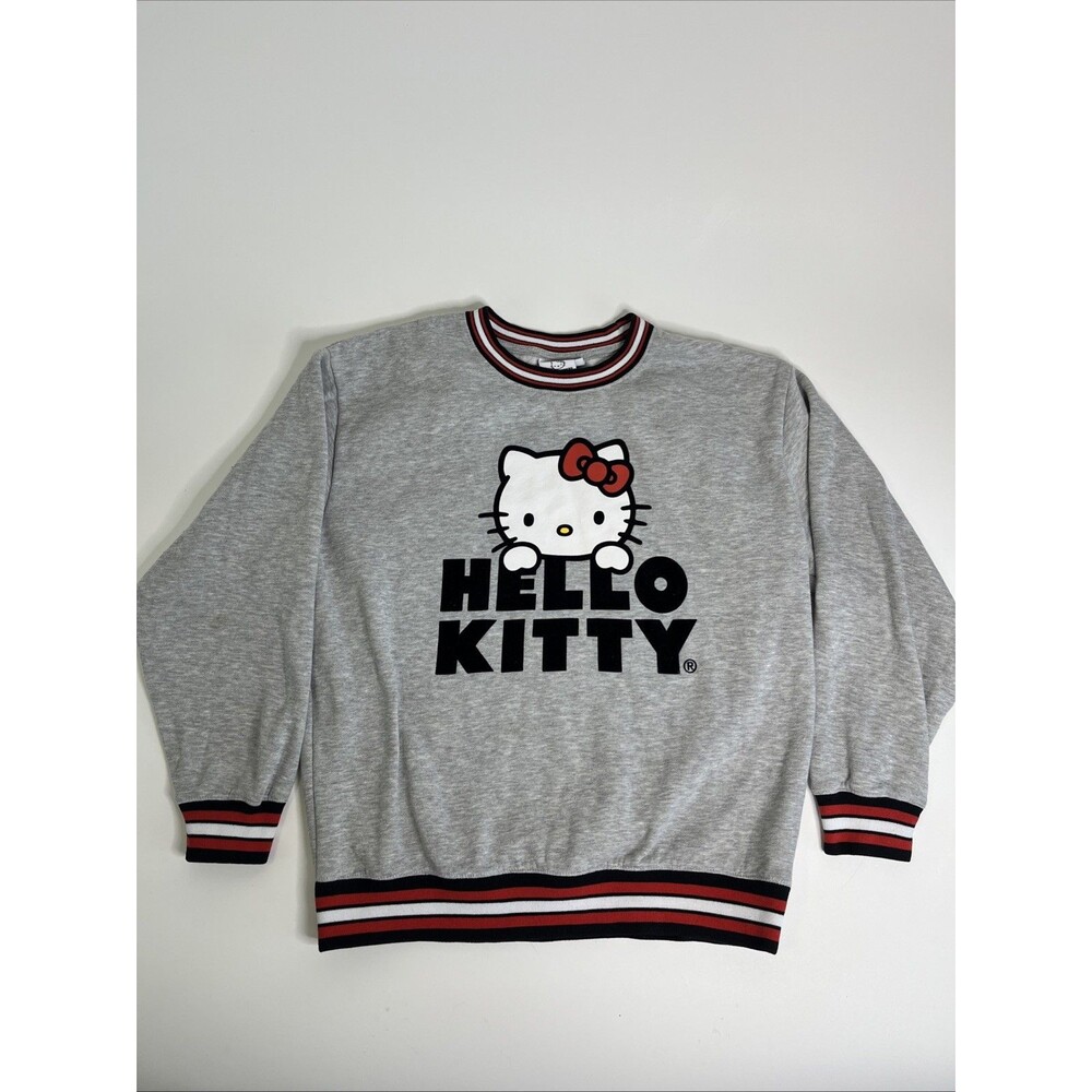 Sanrio Hello Kitty Graphic Crewneck Sweatshirt Women’s L Gray Black Red